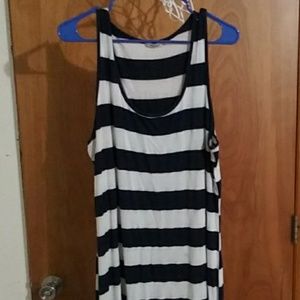 White & Navy Maxi Dress 2X